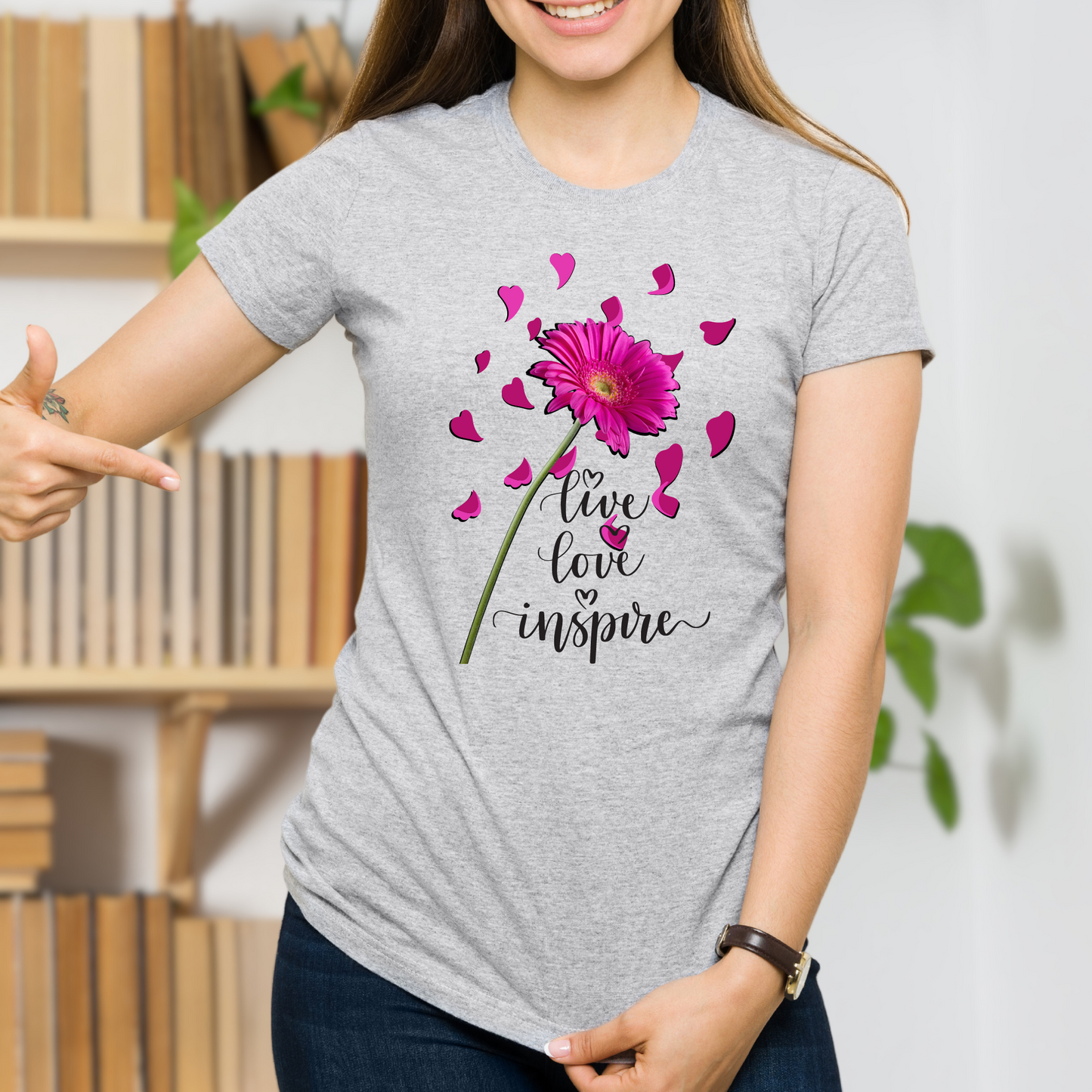 Live, Love, Inspire Flower Inspirational / Positive Quote Shirt