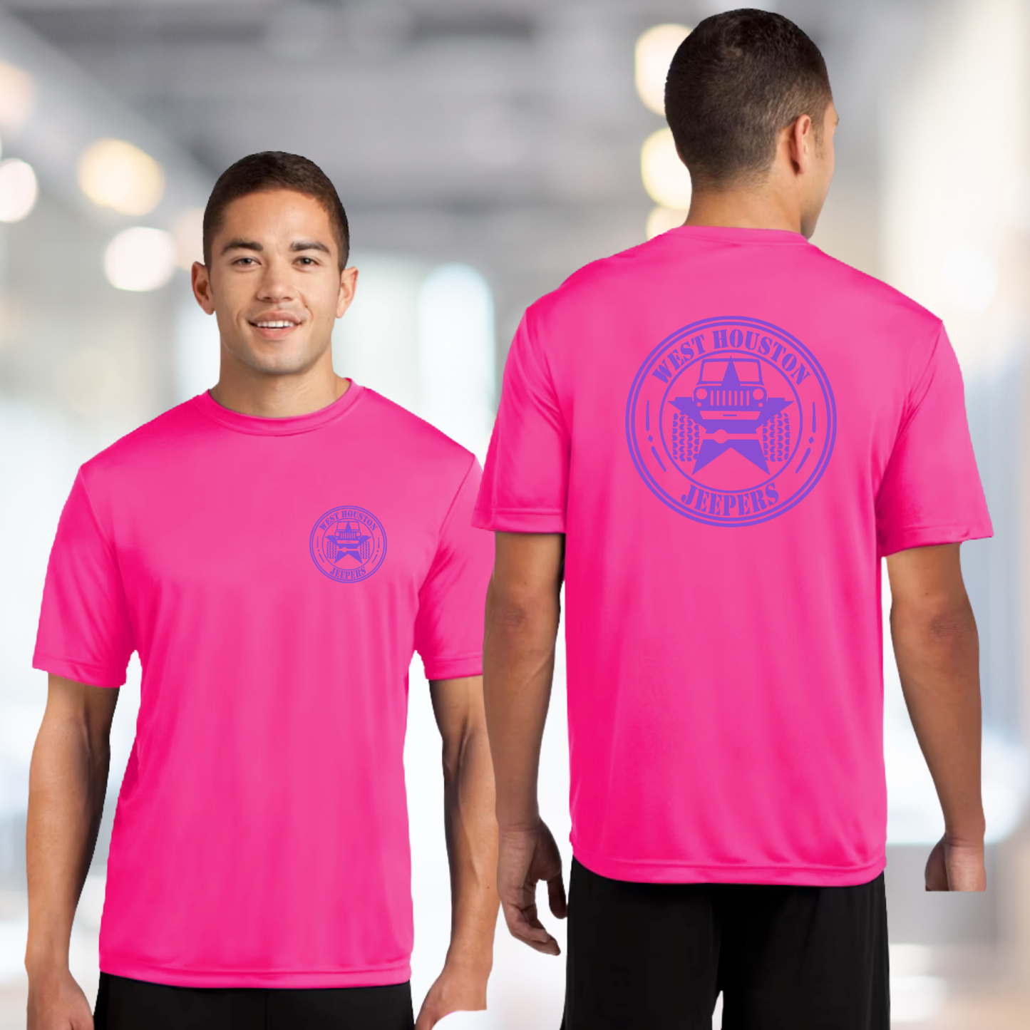 West Houston Jeepers (WHJ) Logo Shirt - Pink Sport-Tek PosiCharge Unisex Tee