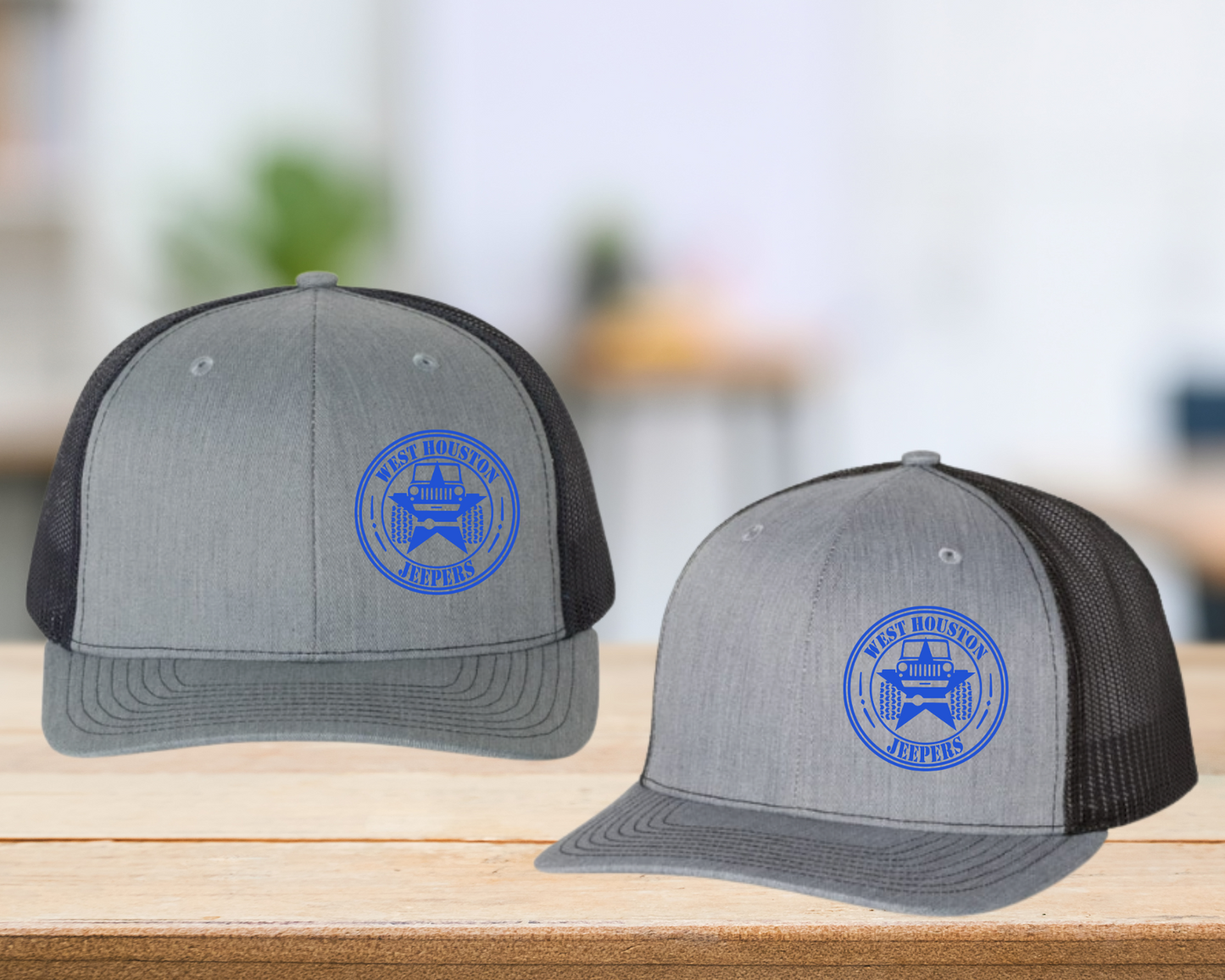 West Houston Jeepers (WHJ) Logo Hat - Heather Gray on Black