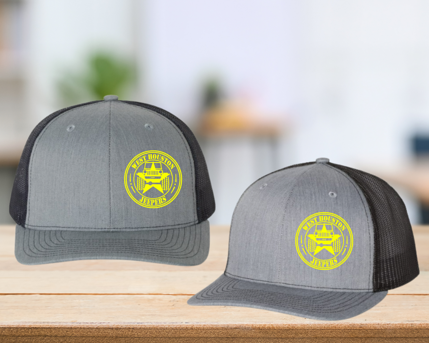 West Houston Jeepers (WHJ) Logo Hat - Heather Gray on Black