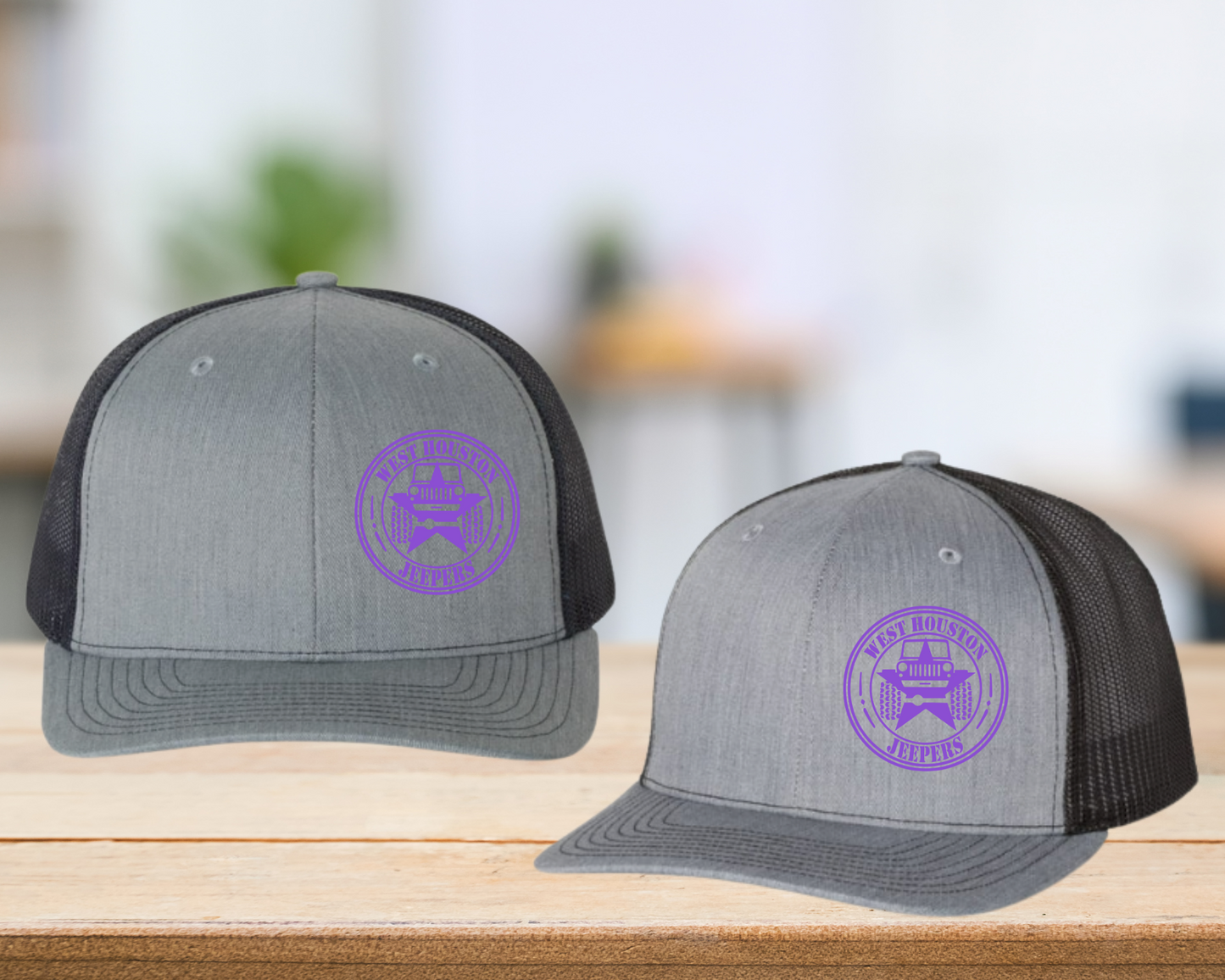 West Houston Jeepers (WHJ) Logo Hat - Heather Gray on Black