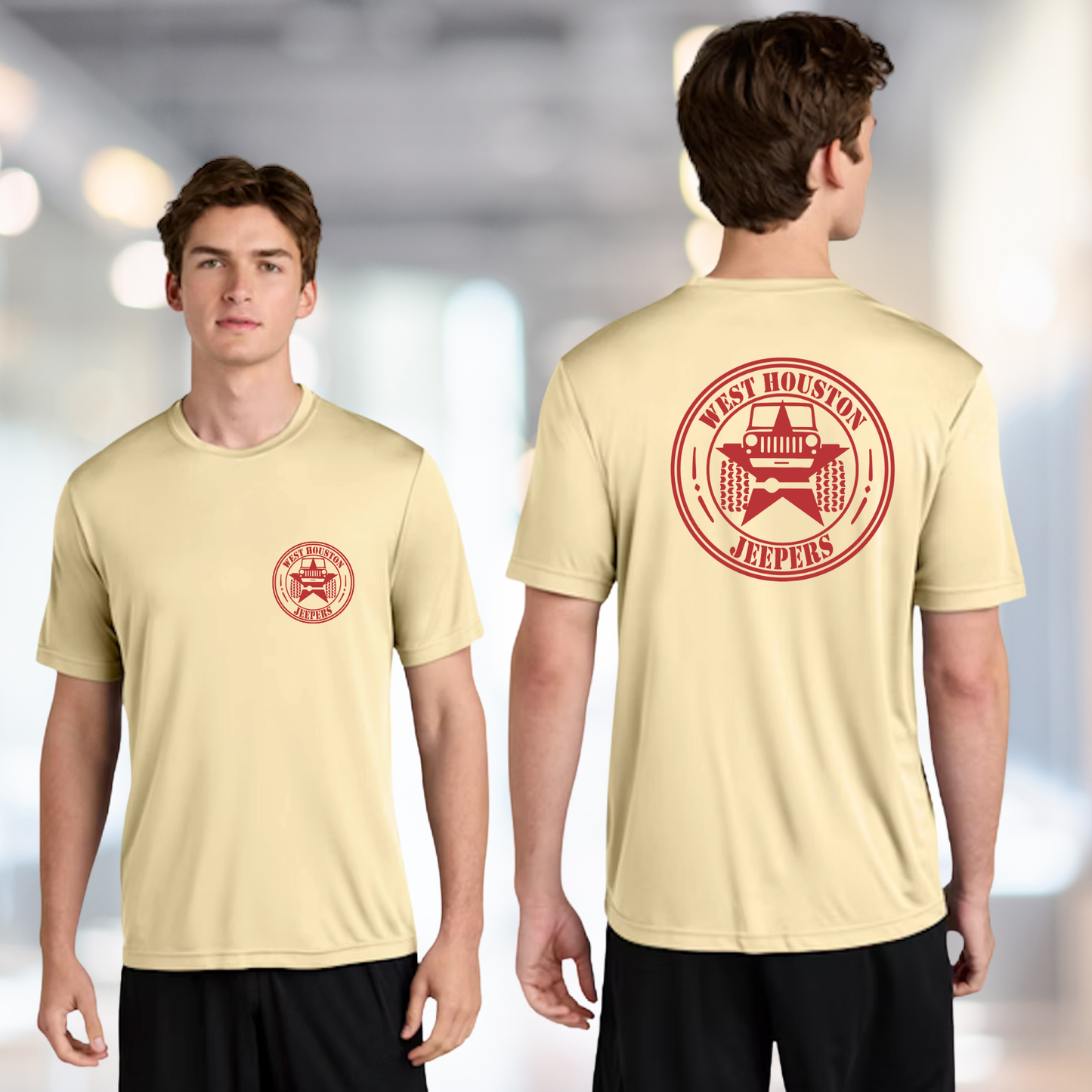West Houston Jeepers (WHJ) Logo Shirt - Sand Sport-Tek PosiCharge Unisex Tee