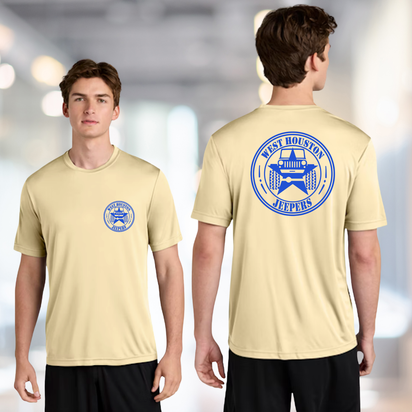 West Houston Jeepers (WHJ) Logo Shirt - Sand Sport-Tek PosiCharge Unisex Tee