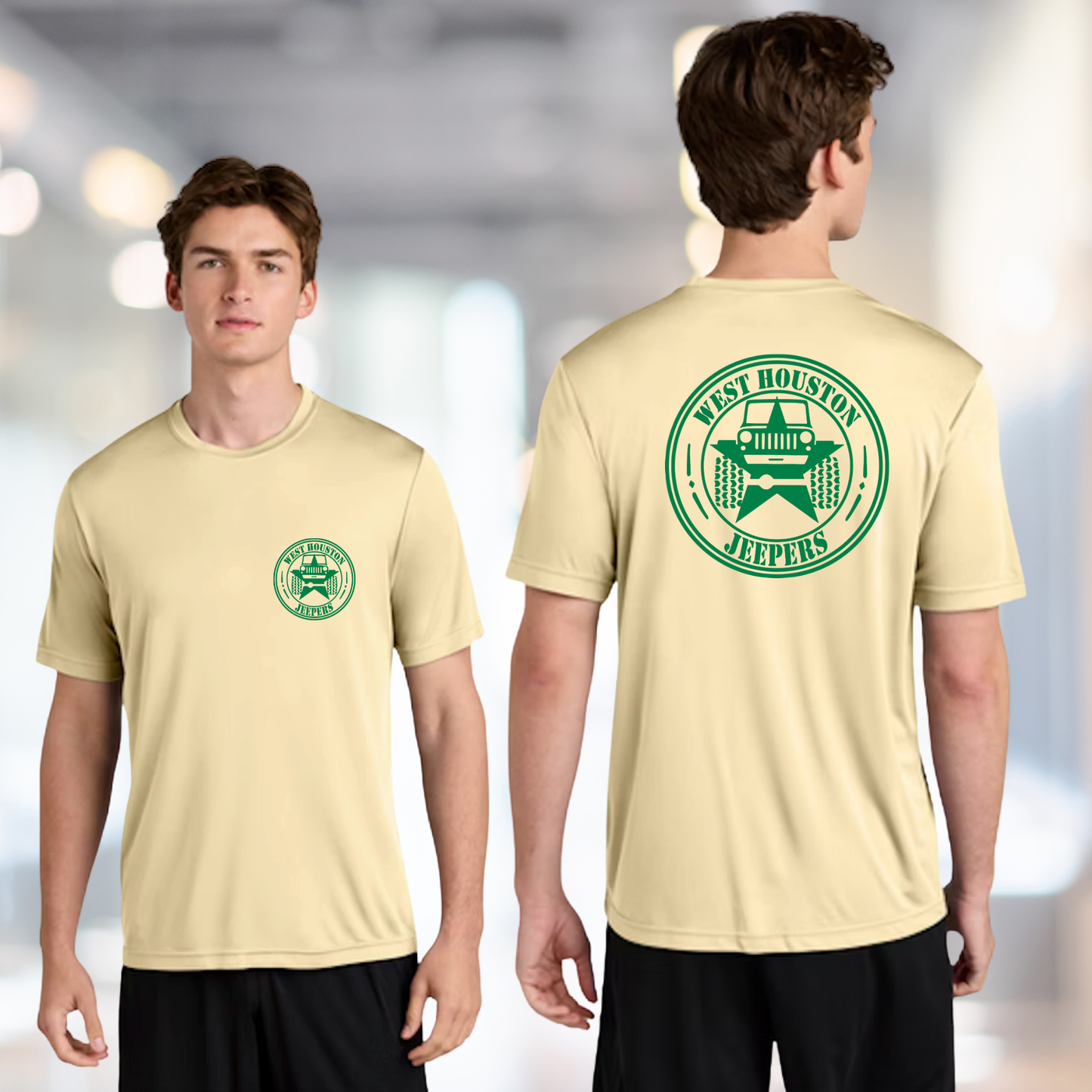 West Houston Jeepers (WHJ) Logo Shirt - Sand Sport-Tek PosiCharge Unisex Tee