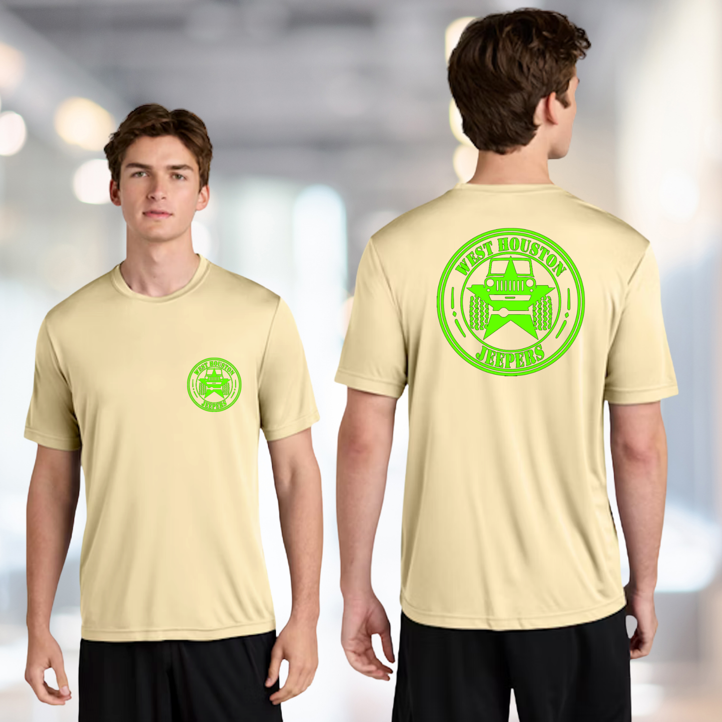West Houston Jeepers (WHJ) Logo Shirt - Sand Sport-Tek PosiCharge Unisex Tee