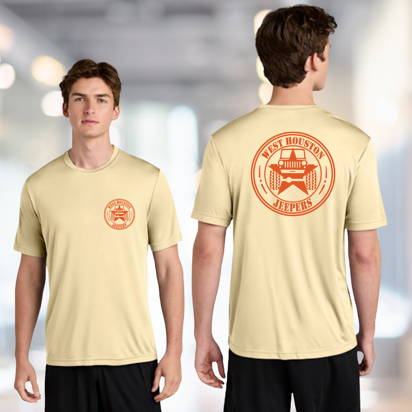 West Houston Jeepers (WHJ) Logo Shirt - Sand Sport-Tek PosiCharge Unisex Tee