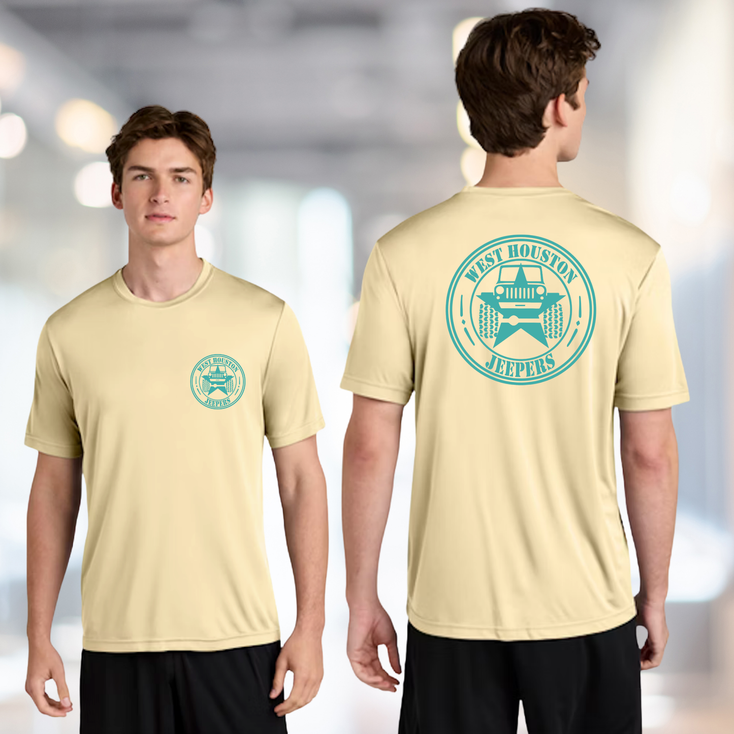 West Houston Jeepers (WHJ) Logo Shirt - Sand Sport-Tek PosiCharge Unisex Tee