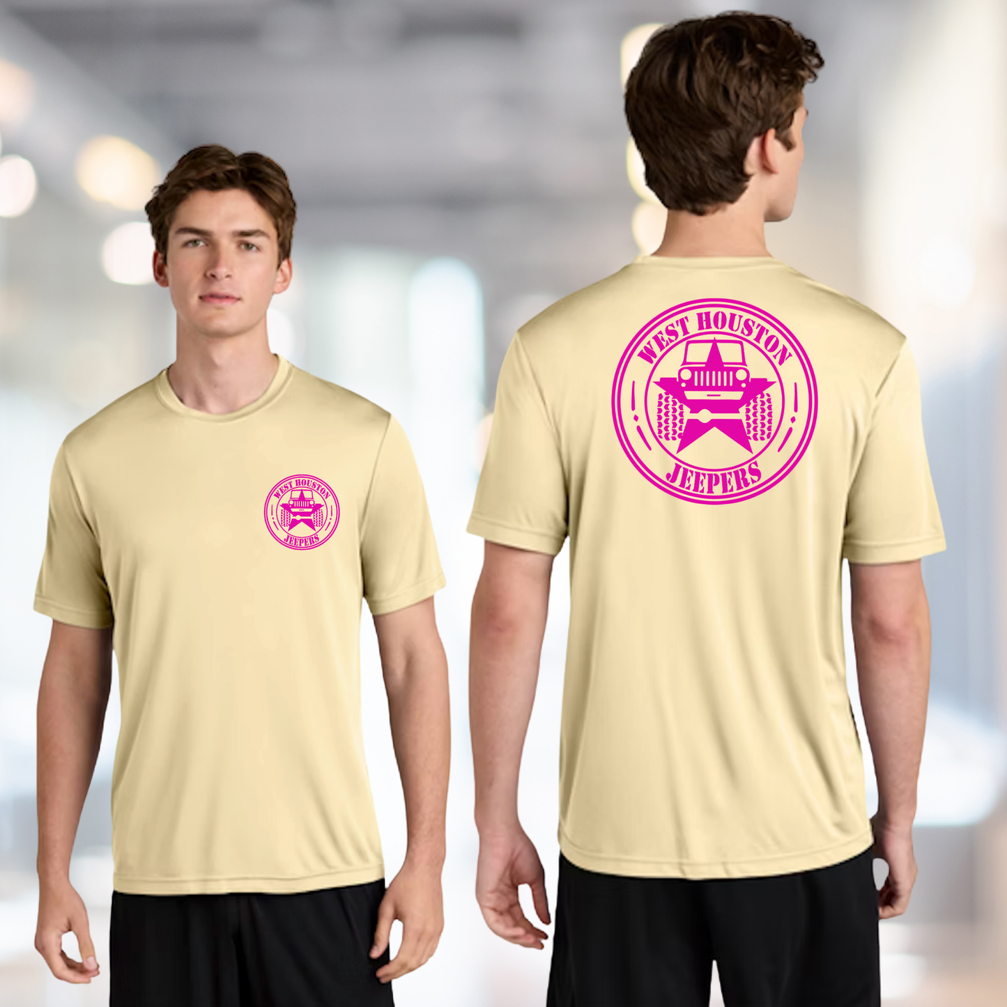 West Houston Jeepers (WHJ) Logo Shirt - Sand Sport-Tek PosiCharge Unisex Tee