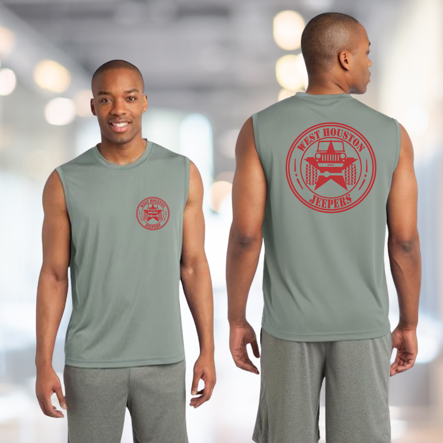 West Houston Jeepers (WHJ) Logo Shirt - Silver Sport-Tek Men's Sleeveless PosiCharge Tee