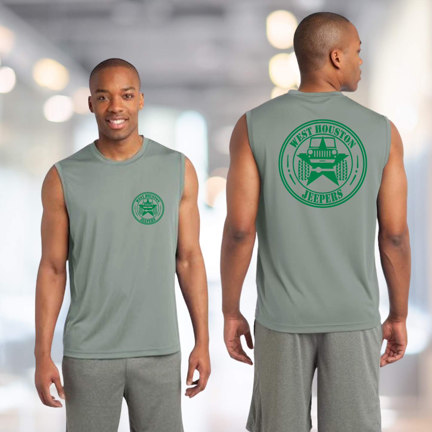 West Houston Jeepers (WHJ) Logo Shirt - Silver Sport-Tek Men's Sleeveless PosiCharge Tee