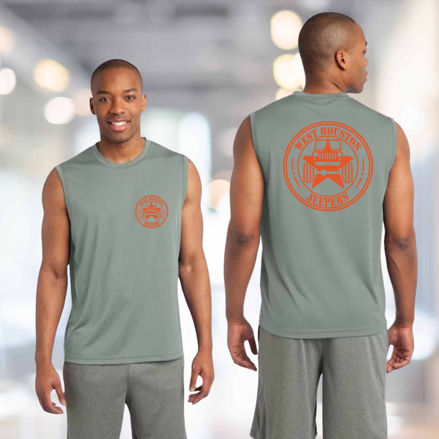 West Houston Jeepers (WHJ) Logo Shirt - Silver Sport-Tek Men's Sleeveless PosiCharge Tee