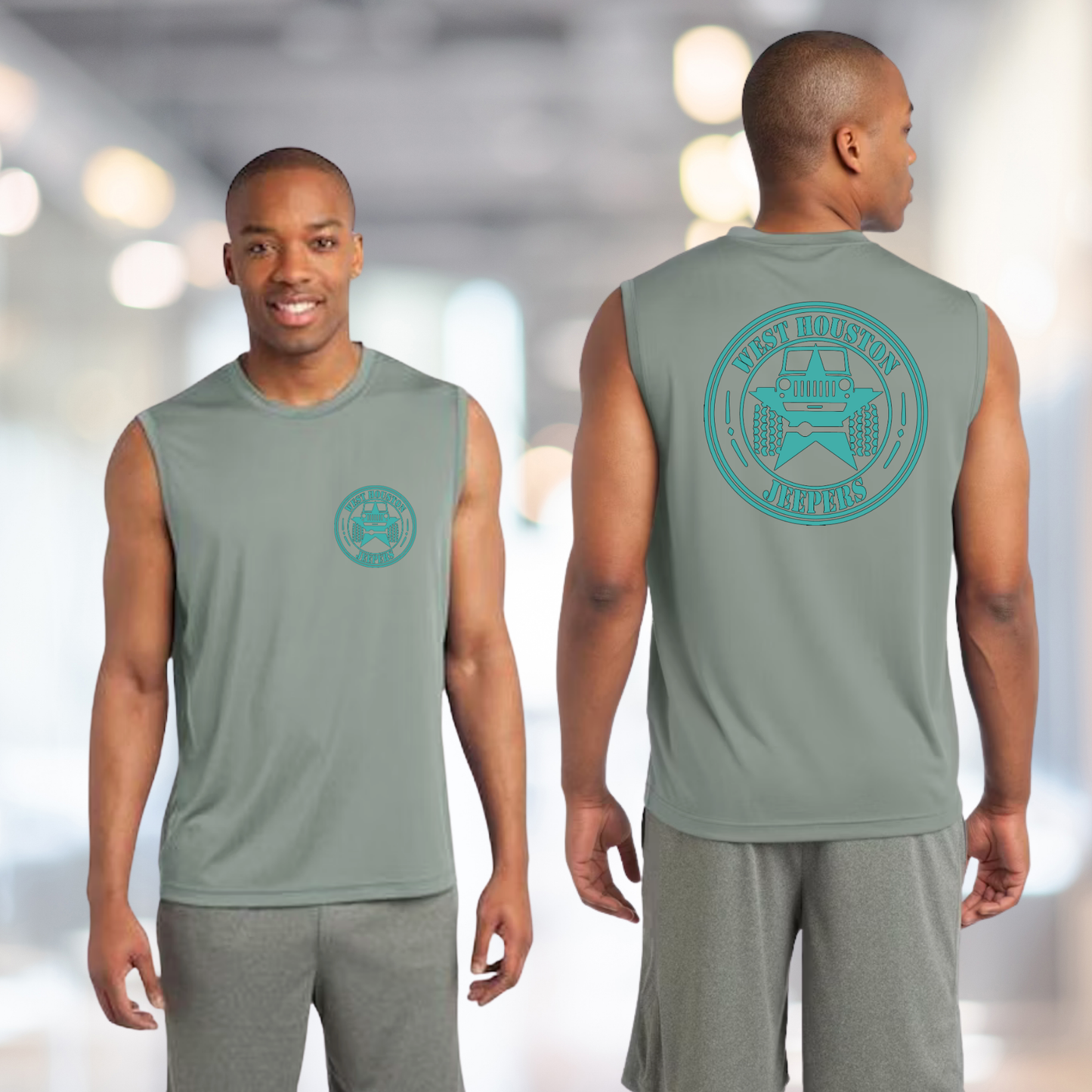 West Houston Jeepers (WHJ) Logo Shirt - Silver Sport-Tek Men's Sleeveless PosiCharge Tee