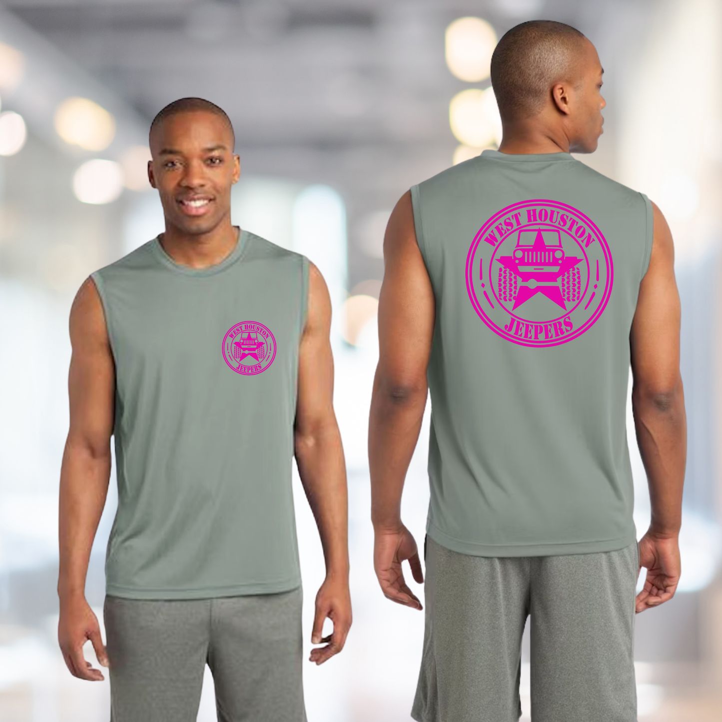 West Houston Jeepers (WHJ) Logo Shirt - Silver Sport-Tek Men's Sleeveless PosiCharge Tee