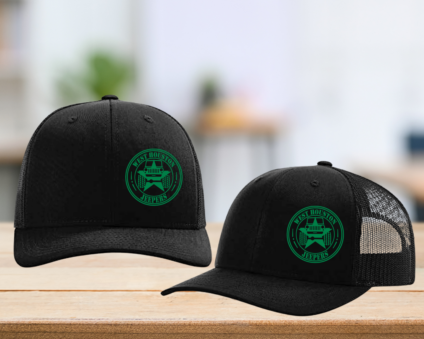 West Houston Jeepers (WHJ) Logo Hat - Black on Black