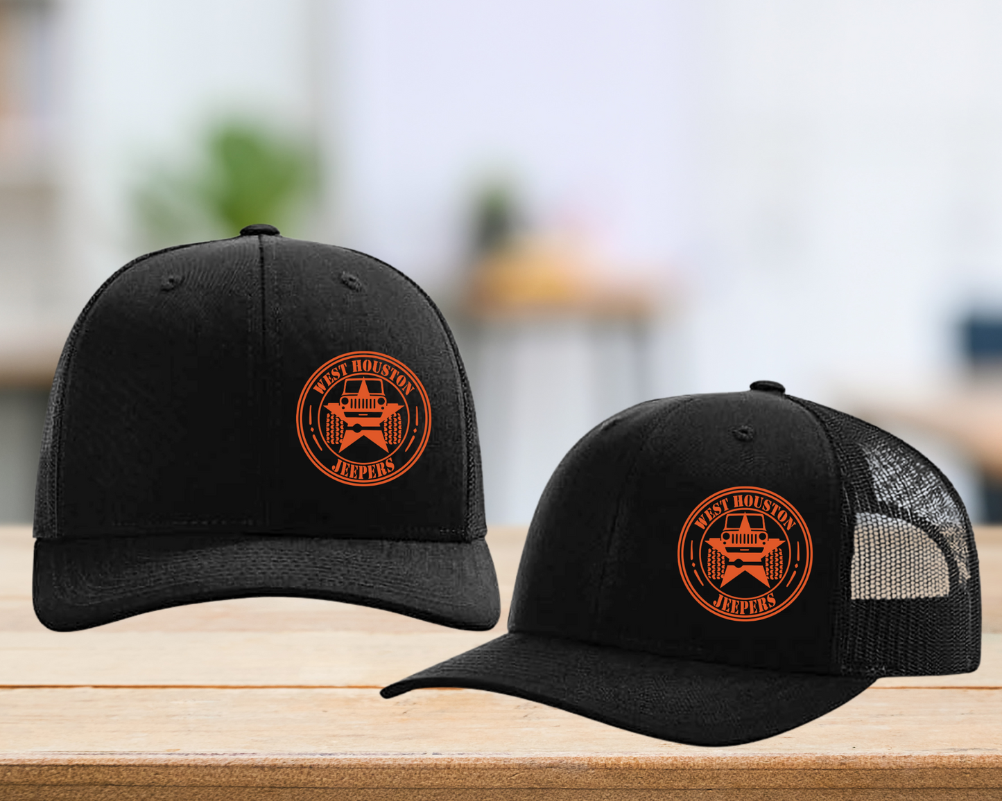 West Houston Jeepers (WHJ) Logo Hat - Black on Black