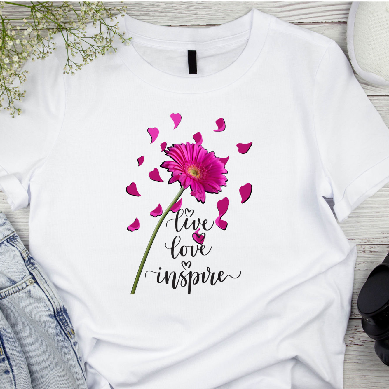 Live, Love, Inspire Flower Inspirational / Positive Quote Shirt