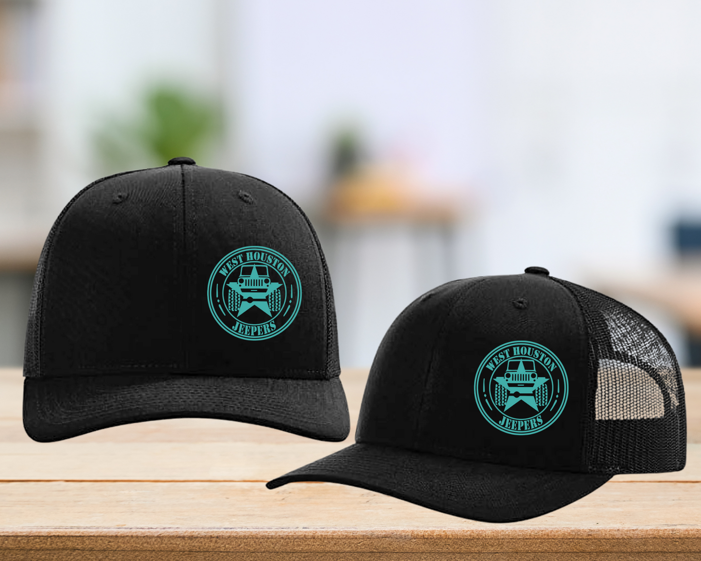 West Houston Jeepers (WHJ) Logo Hat - Black on Black
