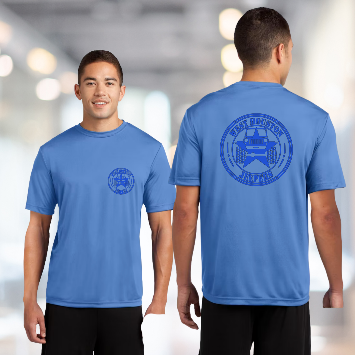 West Houston Jeepers (WHJ) Logo Shirt - Carolina Blue Sport-Tek PosiCharge Unisex Tee