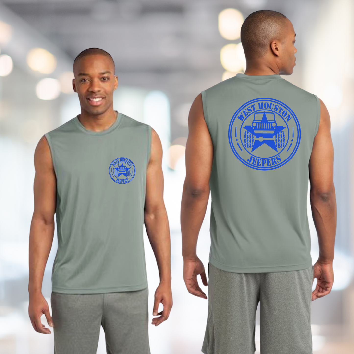 West Houston Jeepers (WHJ) Logo Shirt - Silver Sport-Tek Men's Sleeveless PosiCharge Tee