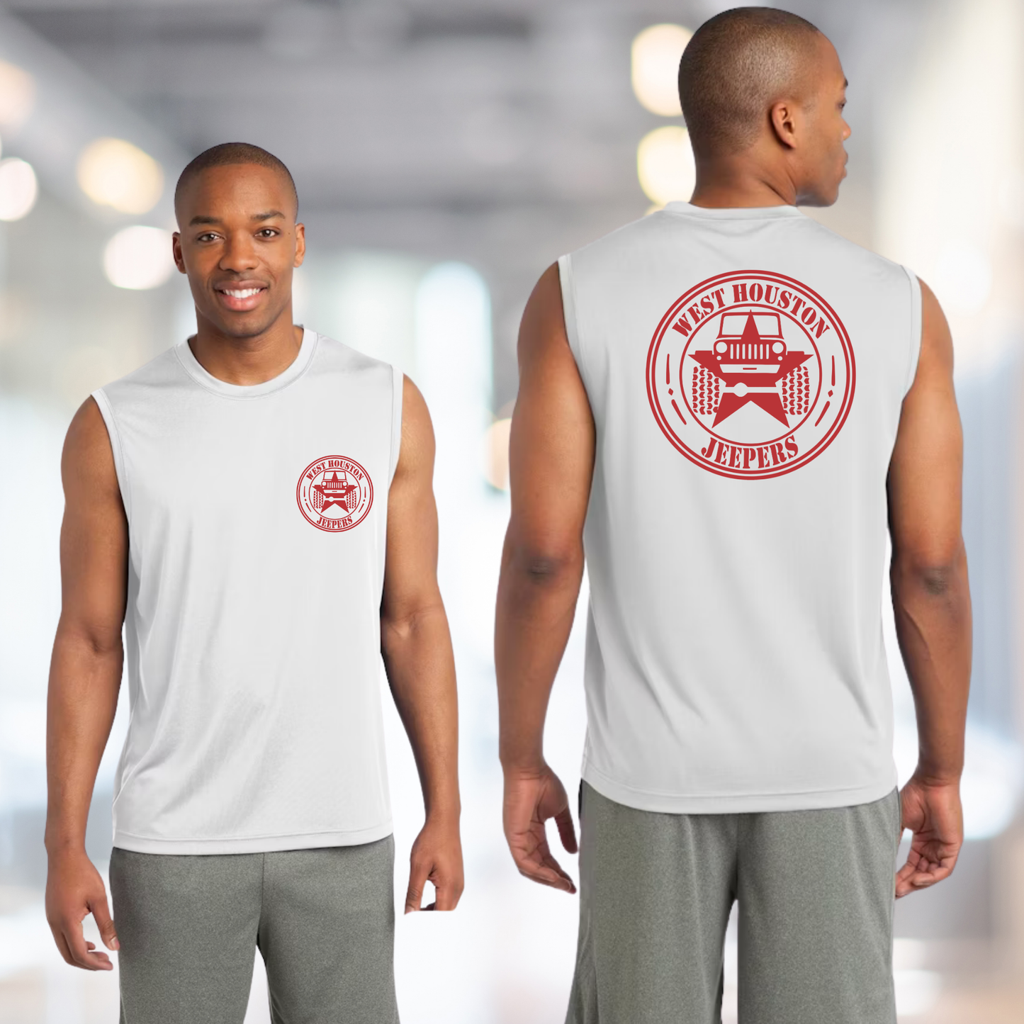 West Houston Jeepers (WHJ) Logo Shirt - White Sport-Tek Men's Sleeveless PosiCharge Tee