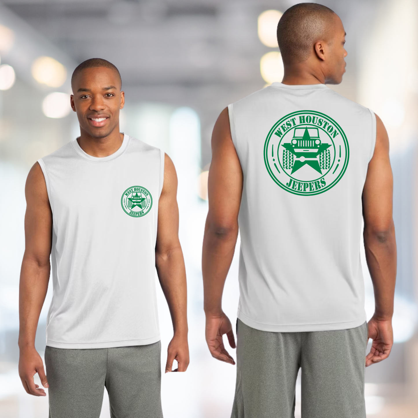 West Houston Jeepers (WHJ) Logo Shirt - White Sport-Tek Men's Sleeveless PosiCharge Tee