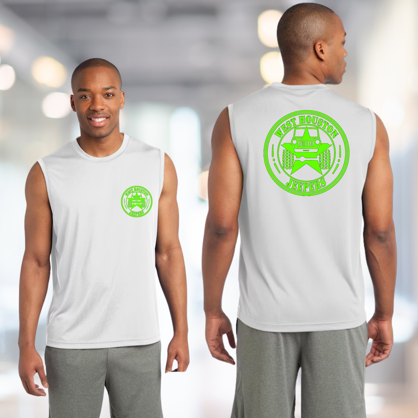 West Houston Jeepers (WHJ) Logo Shirt - White Sport-Tek Men's Sleeveless PosiCharge Tee