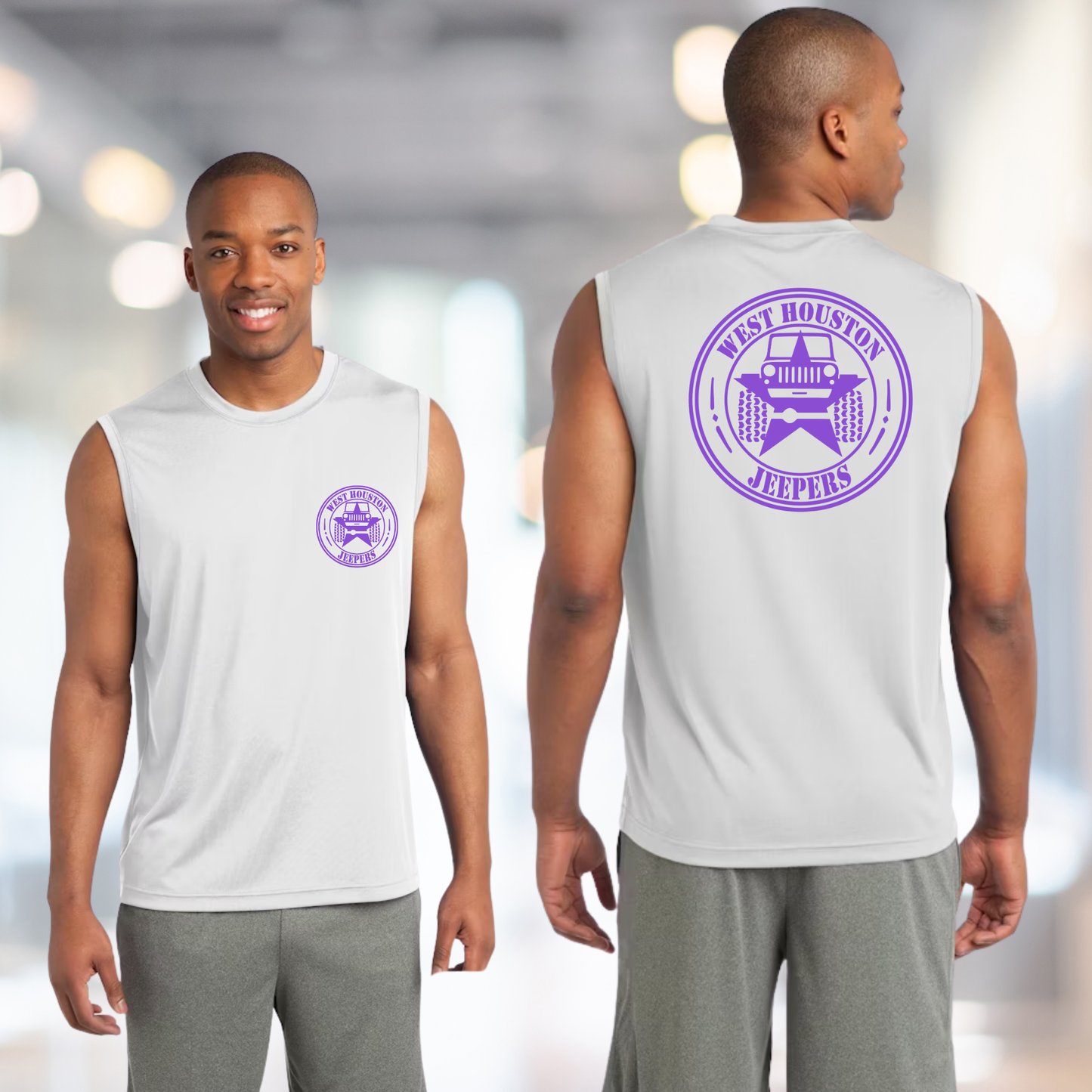 West Houston Jeepers (WHJ) Logo Shirt - White Sport-Tek Men's Sleeveless PosiCharge Tee