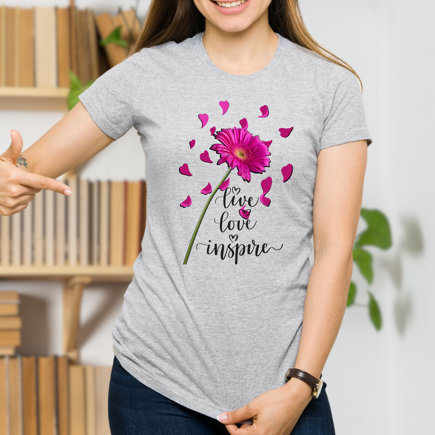 "Live, Love, Inspire" Flower Inspirational / Positive Quote Shirt