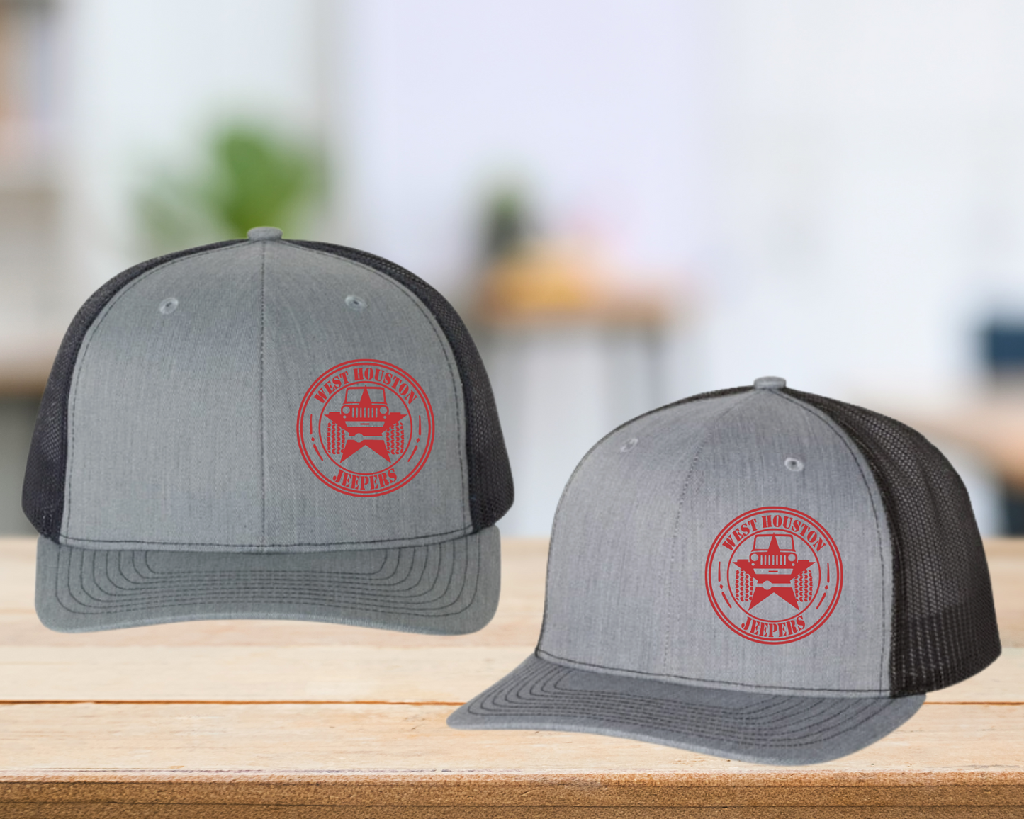West Houston Jeepers (WHJ) Logo Hat - Heather Gray on Black