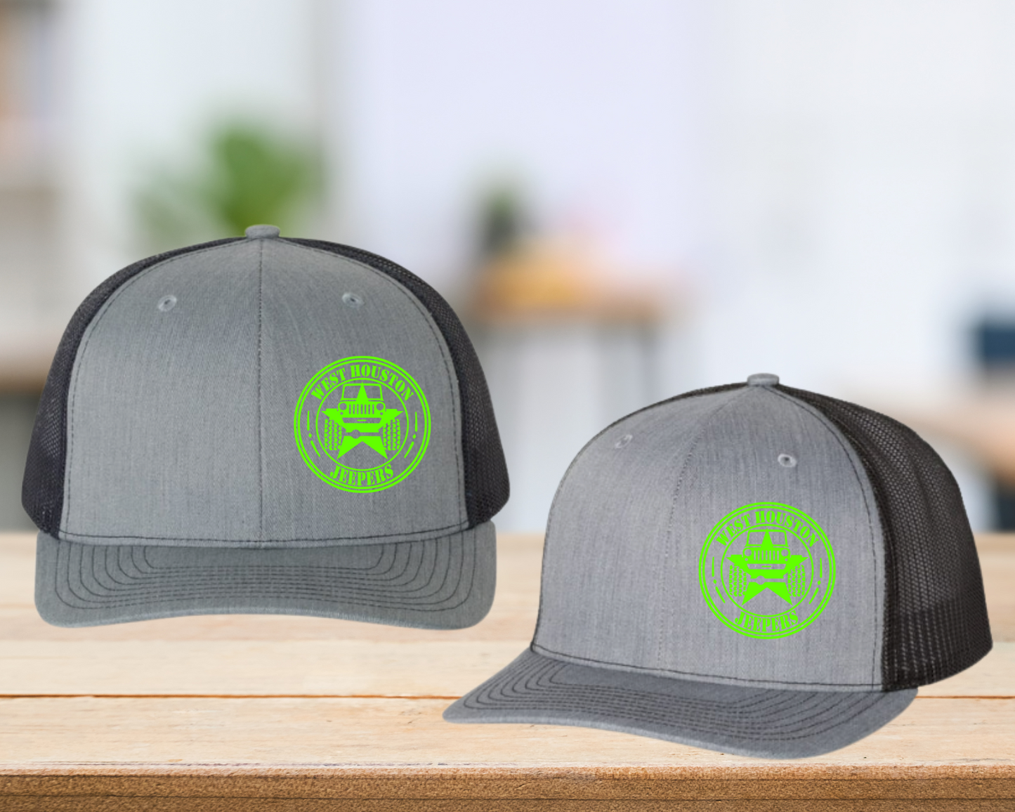 West Houston Jeepers (WHJ) Logo Hat - Heather Gray on Black