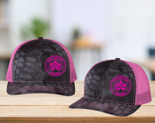 West Houston Jeepers (WHJ) Logo Hat - Neon Pink on Black