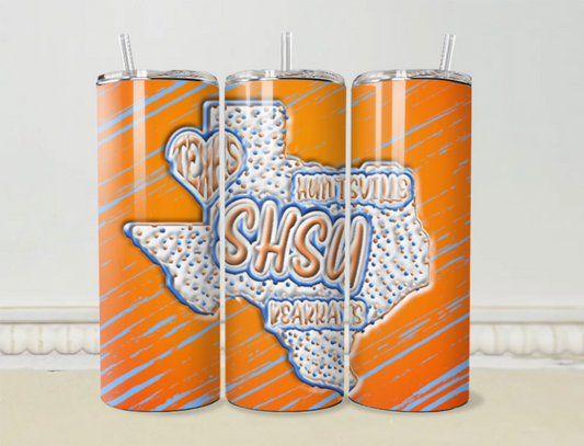 Sam Houston State University Bearkat Orange 3D 20oz/30oz Skinny Tumbler / Cup OR Can Koozie