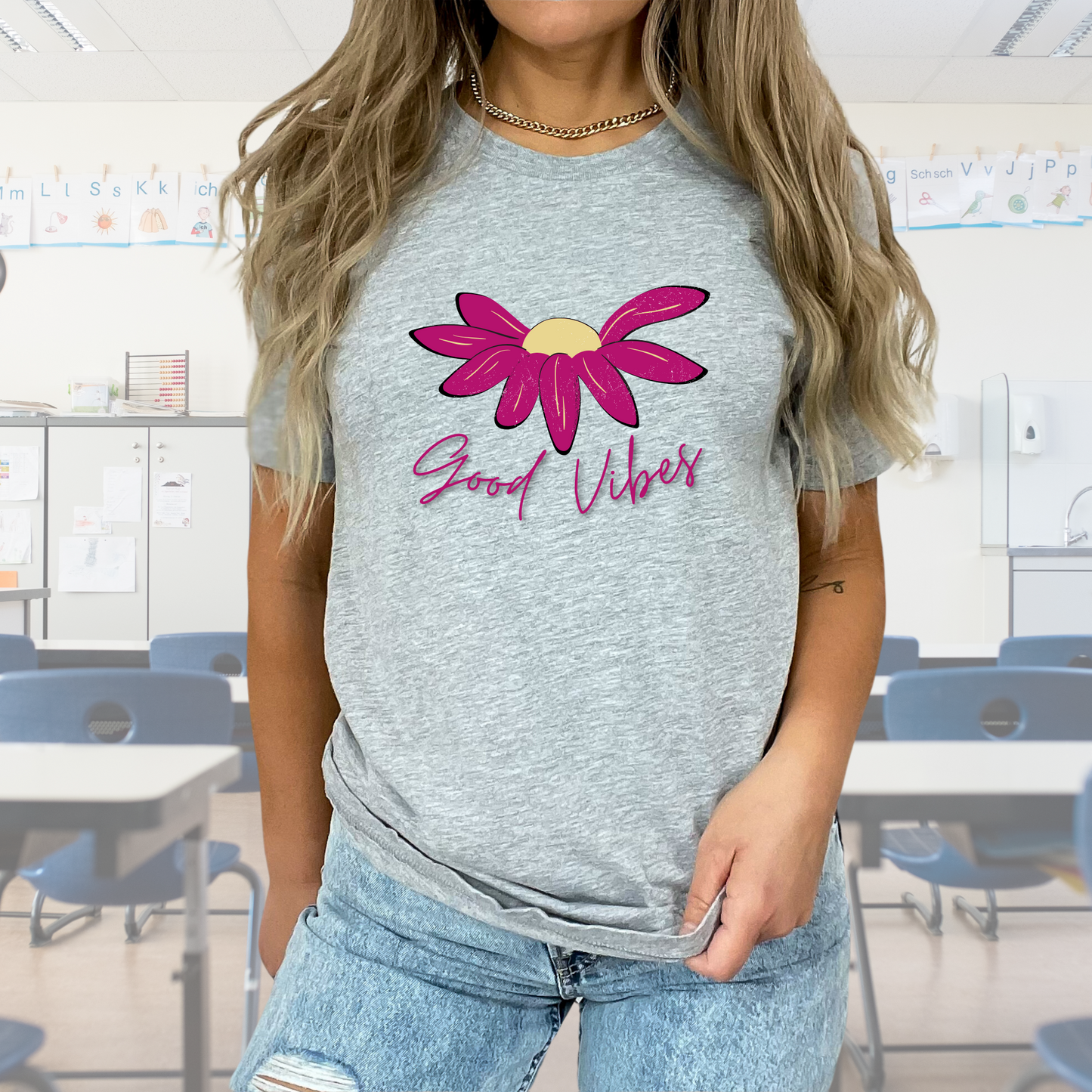 "Good Vibes" Flower Inspirational / Positive Quote Shirt