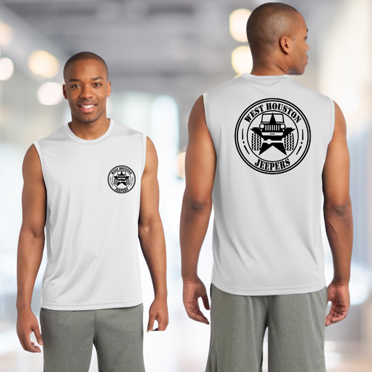 West Houston Jeepers (WHJ) Logo Shirt - White Sport-Tek Men's Sleeveless PosiCharge Tee