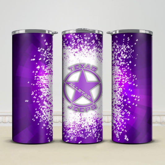 Texas Allstar Purple Bubbles 20oz/30oz Skinny Tumbler / Cup OR Can Koozie