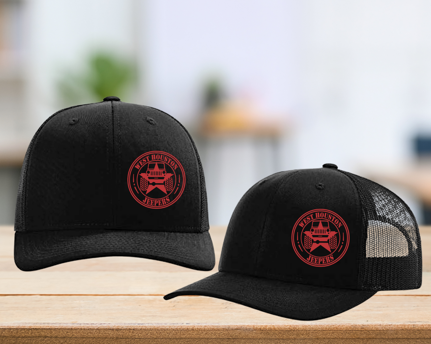 West Houston Jeepers (WHJ) Logo Hat - Black on Black