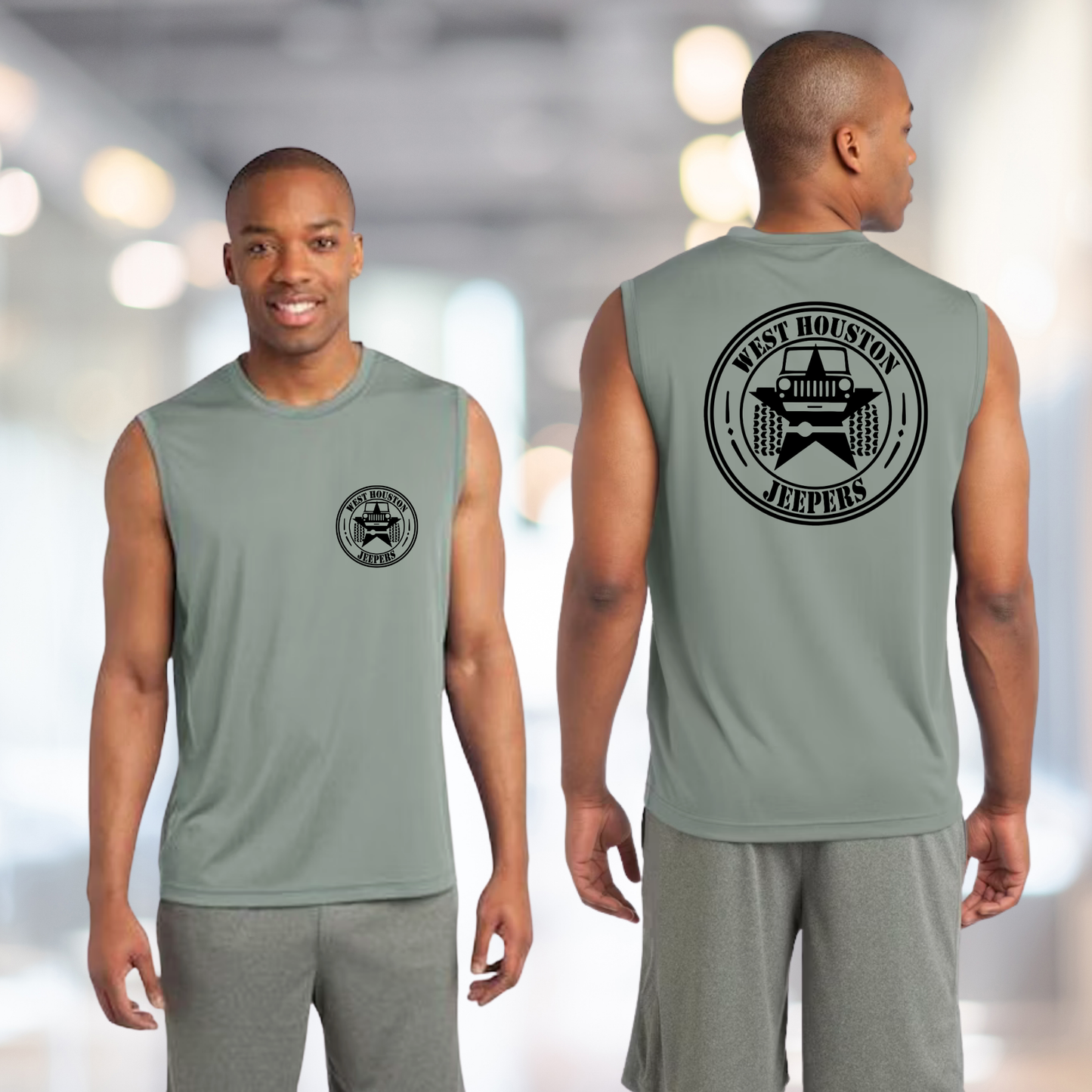 West Houston Jeepers (WHJ) Logo Shirt - Silver Sport-Tek Men's Sleeveless PosiCharge Tee