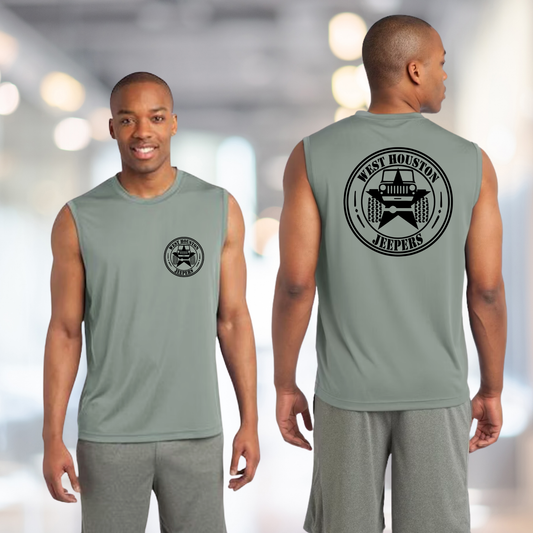 West Houston Jeepers (WHJ) Logo Shirt - Silver Sport-Tek Men's Sleeveless PosiCharge Tee