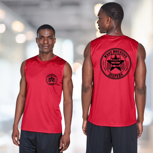 West Houston Jeepers (WHJ) Logo Shirt - Red Sport-Tek Men's Sleeveless PosiCharge Tee