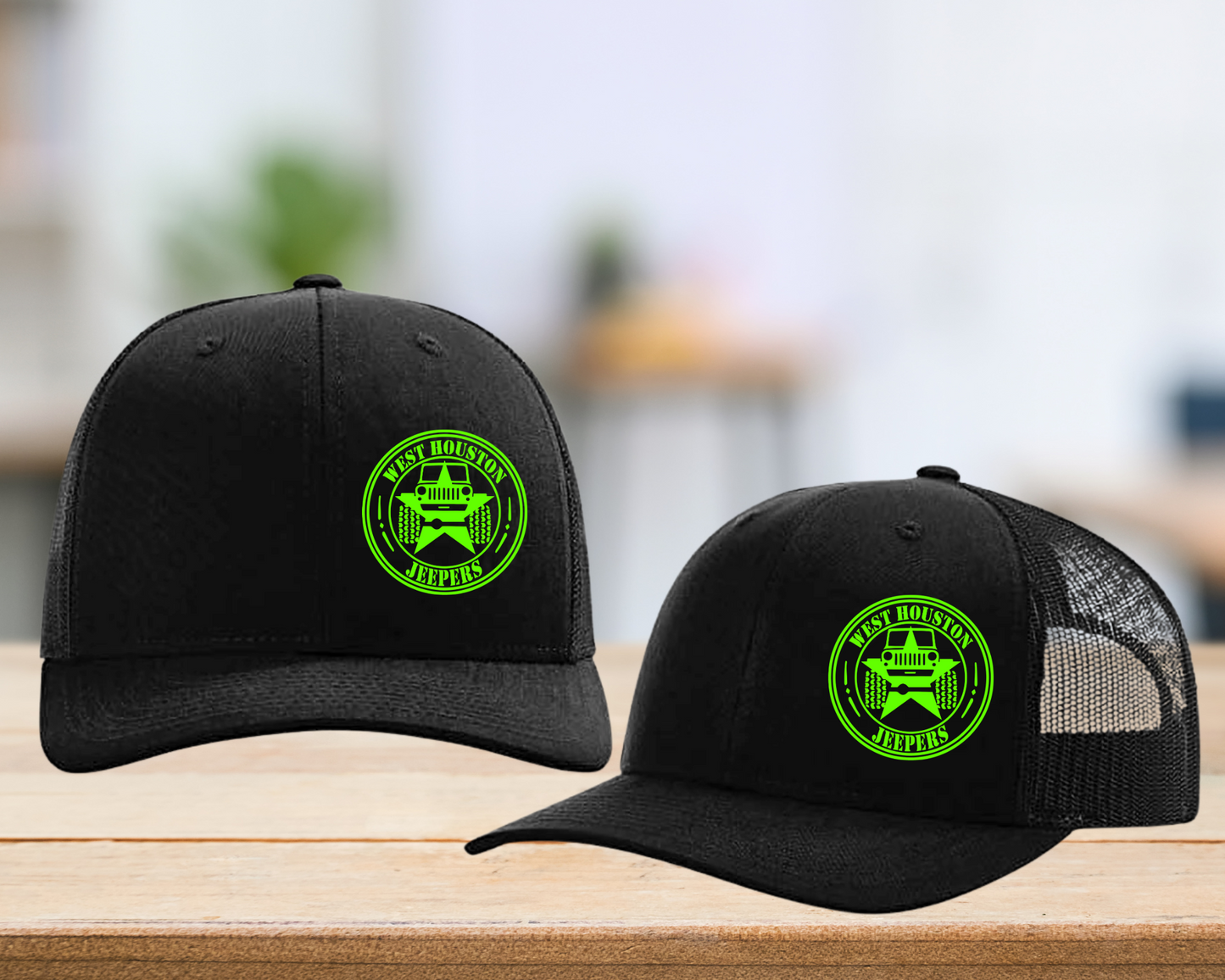 West Houston Jeepers (WHJ) Logo Hat - Black on Black