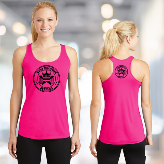 West Houston Jeepers (WHJ) Logo Shirt - Pink Sport-Tek Women's Racerback PosiCharge Tee