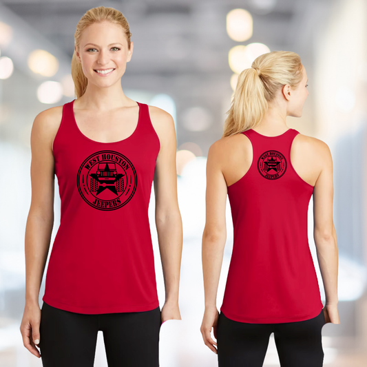 West Houston Jeepers (WHJ) Logo Shirt - Red Sport-Tek Women's Racerback PosiCharge Tee