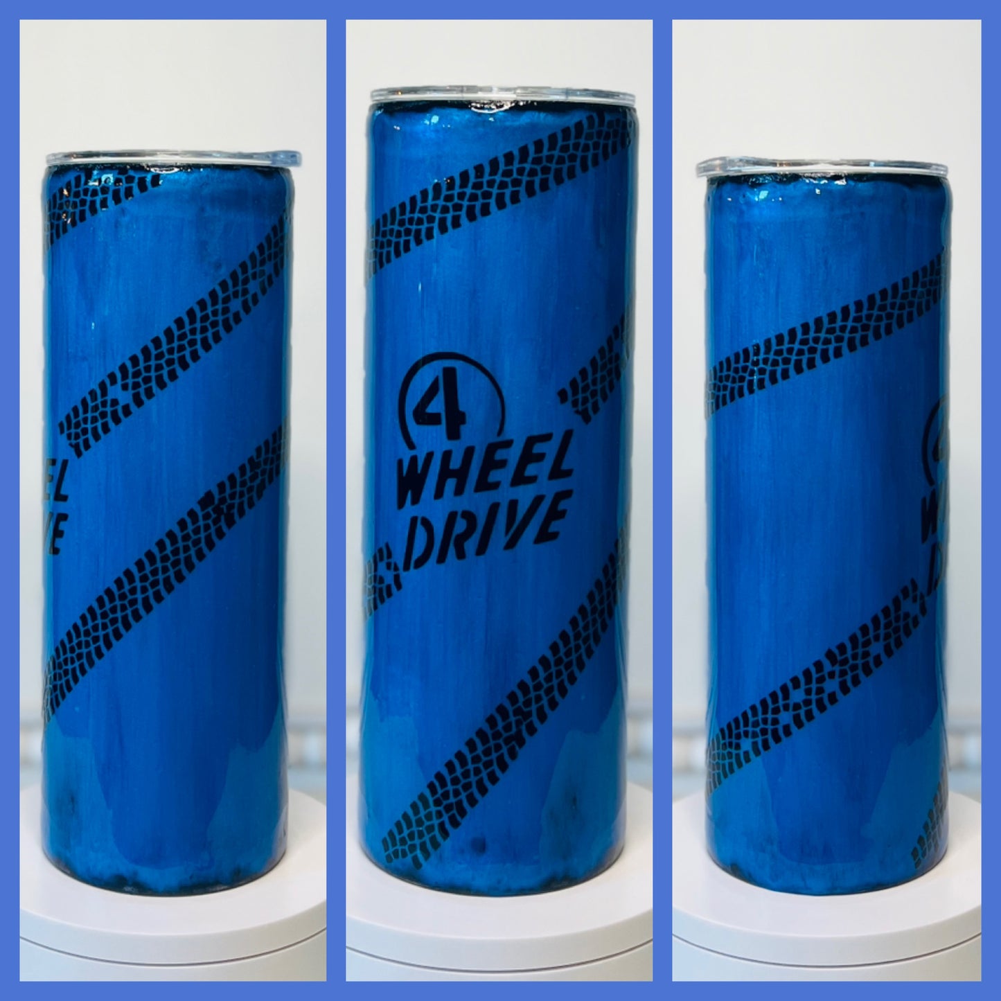 Skinny 20oz Blue “4 Wheel Drive” Epoxy Resin Tumbler Cup