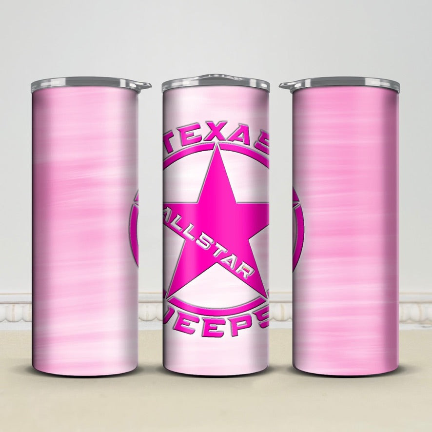 Texas Allstar Jeeps Pink 20oz/30oz Skinny Tumbler / Cup OR Can Koozie