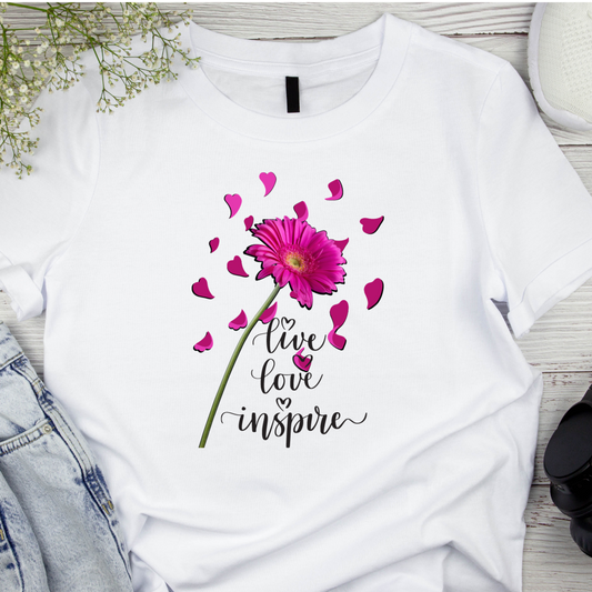 "Live, Love, Inspire" Flower Inspirational / Positive Quote Shirt