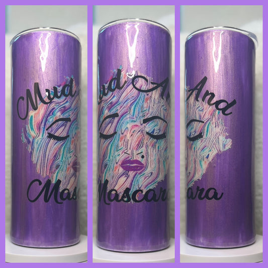 Skinny 20oz Purple Shimmer Mud and Madcara 4 Wheel Epoxy Resin Tumbler Cup