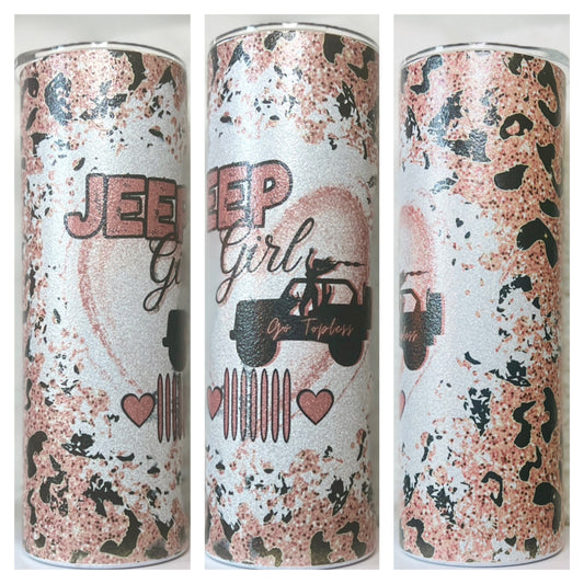 Glitter Pink Glitter Jeep Inspired 20oz Tumbler / Cup