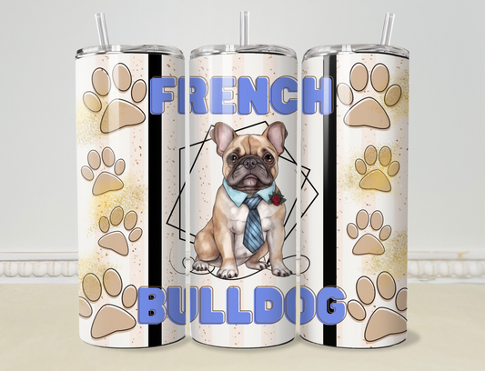 Paw Print French Bulldog 20oz/30oz Skinny Tumbler / Cup OR Can Koozie