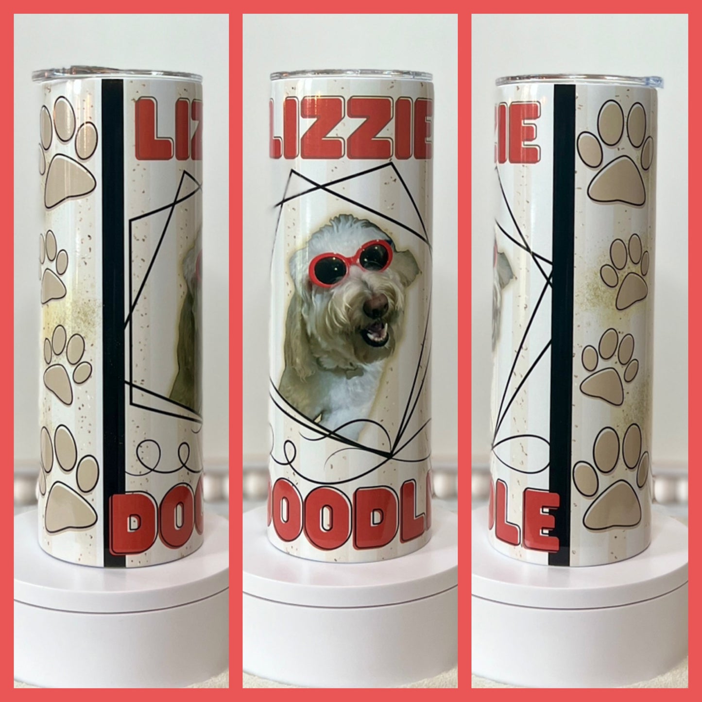 Paw Print French Bulldog 20oz/30oz Skinny Tumbler / Cup OR Can Koozie