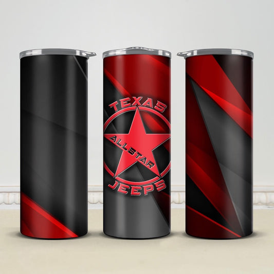 Texas Allstar Red/Black 20oz/30oz Skinny Tumbler / Cup OR Can Koozie